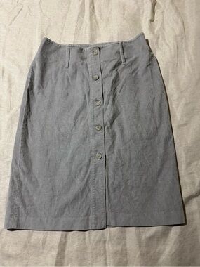 Y2K Express Stretch Gray Corduroy Button Front Midi Skirt Women’s Size 7/8